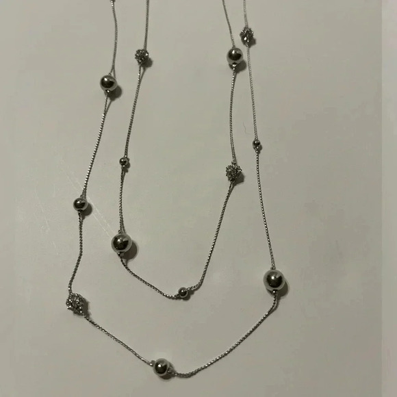 Loft Outlet Fireball Illusion Necklace Double Strand- Silver - Picture 1 of 8